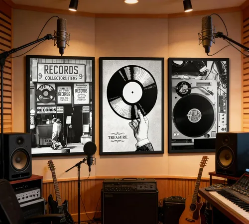 Vista 3 de Póster de música retro, 3 unidades, arte de pared, fotografía en blanco y negro, tienda de discos de vinilo preparados, pintura, pintura, decoración