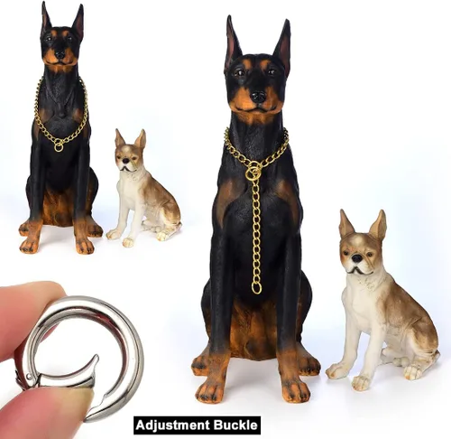 Vista 2 de Collar de perro dorado resistente con gancho de cierre de anillo, cadena de eslabones cubanos de 0.59 pulgadas, cadena de metal ajustable de acero