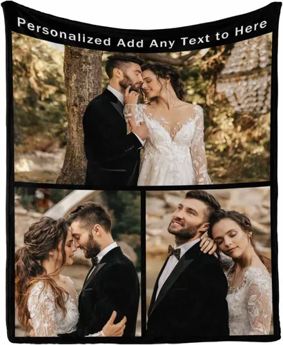 Vista 24 de Manta personalizada con tus fotos favoritas, manta personalizada con mis propias imágenes para familia, mamá, papá, hija, hijo, perro, hermanas