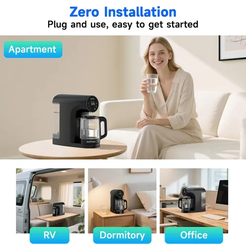 Vista 5 de Ecoviva Filtro de agua de ósmosis inversa para encimera, sistema de filtración de agua de ósmosis inversa de 6 etapas con jarra de vidrio de 44