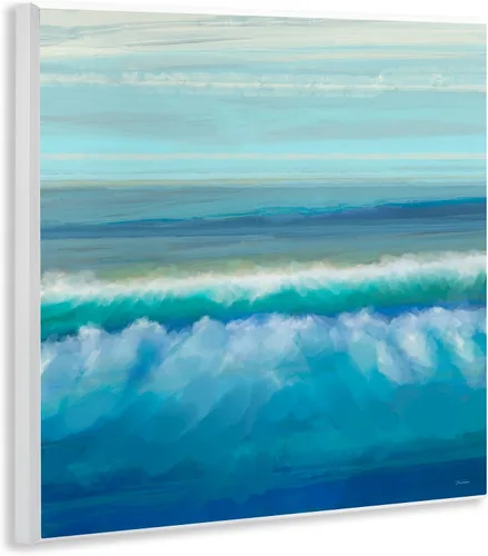 Vista 2 de Stupell Industries Arte de pared de madera cepillada con ondas de mar estrelladas, diseño de Michael Tienhaara