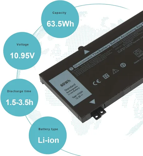 Vista 4 de Futurebatt 1F22N 15.2V 60Wh Nueva batería de repuesto para laptop Dell Alienware M15 M17 R1 G7 7590 7790 G5 5590-D2783W D2743B D2865B D2863W D2842W