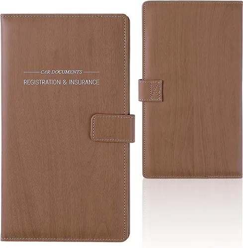 Vista 7 de GNEGNI - Tarjetero para tarjetas de registro de automóvil y seguro de cuero, soporte para documentos para vehículos con cierre magnético, para azul