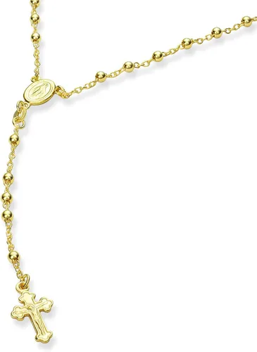 Vista 2 de PORI JEWELERS Collar con rosario de plata de ley 925 de 0.118 in, disponible en color plateado o amarillo, tamaños de 16 a 30 pulgadas