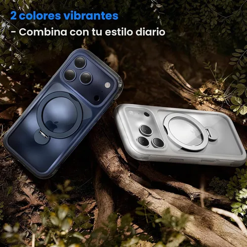 Vista 7 de Funda con anillo de 360° para iPhone 17 Pro, bolsa de aire a prueba de golpes, N52 fuerte magnético integrado, 1 protector de pantalla + 1 funda