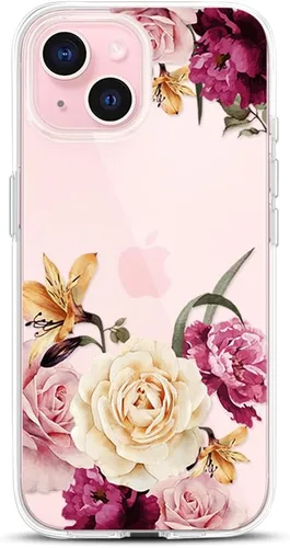 Vista 17 de Compatible con iPhone 15, funda transparente de encaje negro floral a prueba de golpes, parte trasera dura, delgada, bonita funda transparente