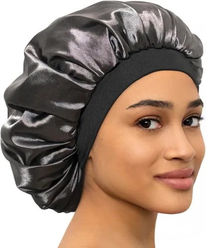 Vista 11 de CAPLORD Gorro de satén forrado para dormir, gorro de bambú para el cabello rizado natural para mujeres y hombres