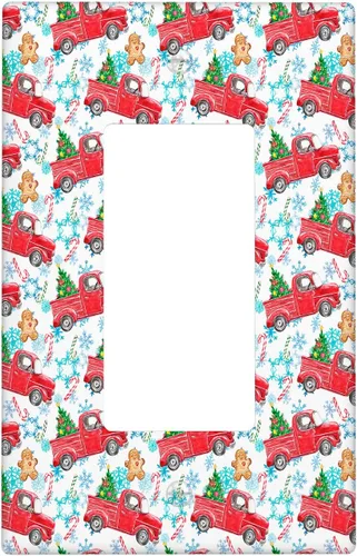 Vista 19 de Cubierta de interruptor de luz dúplex de 1 banda, cubierta decorativa de Navidad con copos de nieve rojos, placa frontal decorativa para cocina