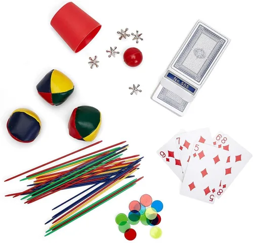 Vista 2 de Two's Company Kit de diversión y juegos en caja de almacenamiento de lata incluye 5