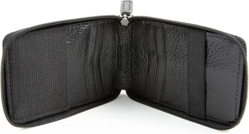 Vista 5 de Cartera RFID con bolsillo con cremallera para hombre, Negro -, Bolsillo frontal con cremallera ID exterior