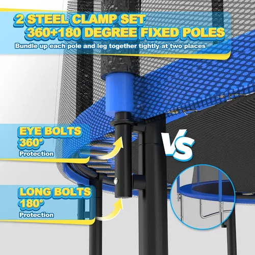 Vista 5 de Trampolines de 12 pies y 14 pies con red de seguridad deslizante, trampolín al aire libre para niños y adultos con alfombrilla de salto resistente