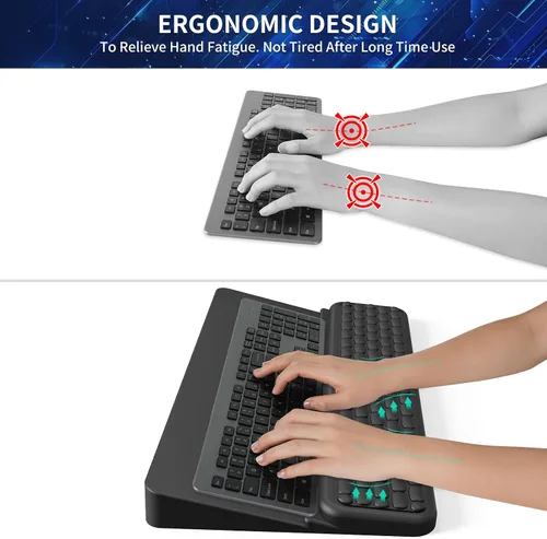 Vista 4 de Soporte de teclado para escritorio, reposamuñecas para teclados, soporte ergonómico para teclados para trabajar fácilmente, almohadilla de muñeca