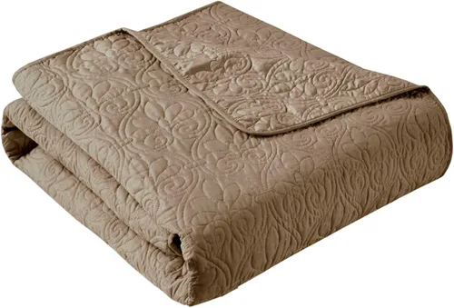 Vista 10 de Madison Park Manta Throw - Diseño de Acolchado Damasco Reversible, Microfibra Suave Prelavada, Colcha Rellena de Algodón, Manta de Verano Acogedora