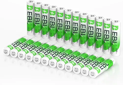 Vista 10 de EBL Baterías recargables AAA, 8 unidades, Ni-MH 1100mAh 1.2V Triple A baterías para controles remotos dispositivos electrónicos domésticos