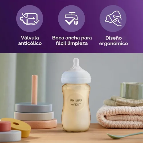Vista 9 de Philips Avent Biberones naturales de PPSU, flujo medio, 9 onzas, sin BPA Ámbar