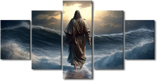 Vista 27 de Lienzo decorativo para pared de sala de estar, impresión retro con luz de esperanza de Jesús, 1 panel, póster de lienzo moderno para dormitorio