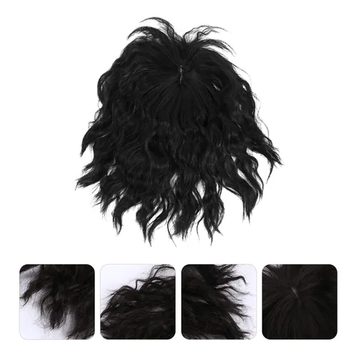 Vista 8 de KALLORY Peluca de cabello humano rizado natural, extensión de pelo sintético, cola de caballo con clip en flecos sin costuras