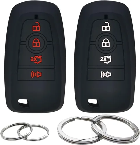 Vista 6 de 2 fundas de silicona para llavero de 4 botones, funda para control remoto, sin llave, protector de goma compatible con Ford Fusion Edge Expedition