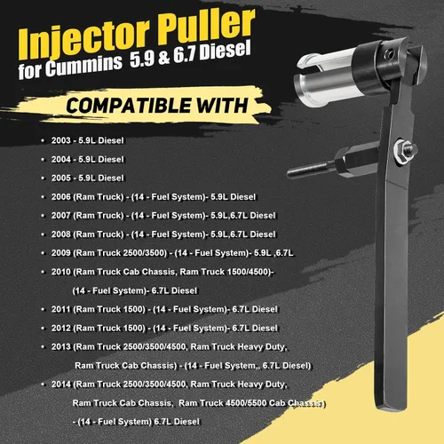 Vista 3 de Extractor de retiro del inyector de combustible 9010 para la herramienta de reparación del inyector diesel Cummins 5.9L y 6.7L, equivalente al