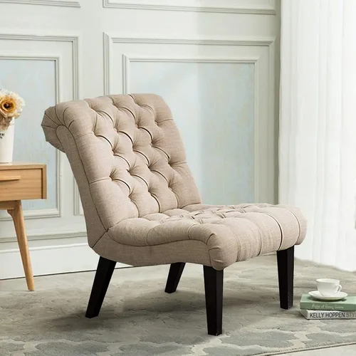 Vista 10 de HAOBO Home Silla de acento sin brazos con botones capitoné silla lateral para sala de estar dormitorio Funiture