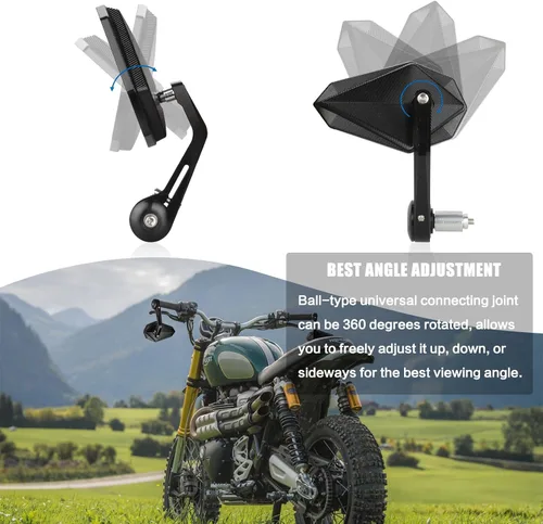 Vista 3 de LKV Espejos de extremo de barra de motocicleta de 7/8 pulgadas de 0.866 in – Espejos retrovisores laterales de motocicleta anti-azul 360 grados CNC