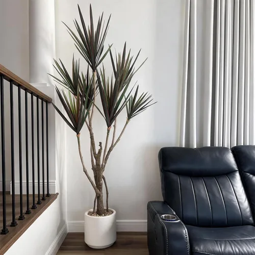Vista 3 de Dracaena marginata - Planta artificial de 5.2 pies, árbol de dragón