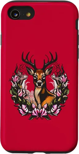 Vista 17 de Arkansas Deer with Antlers and Apple Blossom Tattoo Art Case for iPhone 17