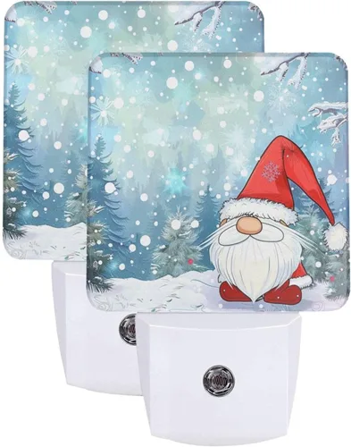 Vista 7 de Juego de 2 lámparas LED de noche enchufables de muñeco de nieve, con sensor automático, copos de nieve de Navidad, juego de 2 luces nocturnas