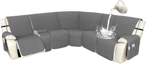 Vista 107 de Arfntevss Fundas de sofá modular reclinable, 100% impermeable, en forma de L, para sillón reclinable en forma de L, funda seccional lavable