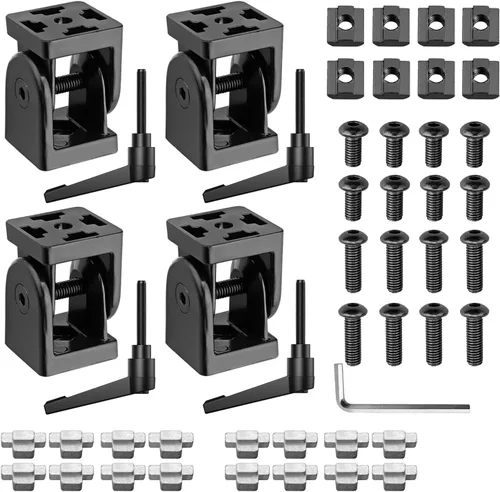 Vista 10 de JiGiU Conector de ángulo de 2 piezas Conector de junta 4040 Tuerca 8 Bisagra flexible Rango de rotación de 180° con palanca de sujeción Conector