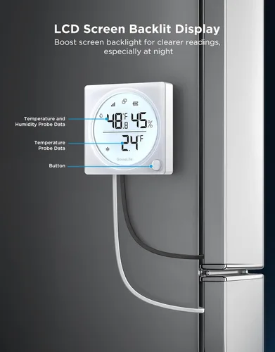 Vista 4 de GoveeLife 2.0 Refrigerator Thermometer Dual Probes with LCD, 1-Pack