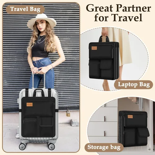 Vista 7 de Yotako Organizador de equipaje para maleta o bolsa de mano con 7 bolsillos de almacenamiento, funda para laptop de 16 pulgadas con asa y correas