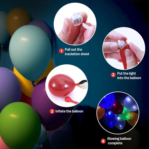 Vista 3 de AIKEI 50 globos de luz LED, mini bolas de luz, tiempo de espera prolongado, impermeable, luz LED para farol de papel, Pascua, Halloween, Navidad
