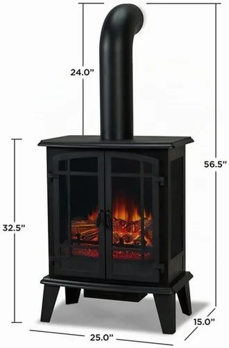 Vista 10 de Real Flame Foster - Chimenea eléctrica de 25 pulgadas para sala de estar o dormitorio, efecto realista de troncos y llamas, chimenea independiente