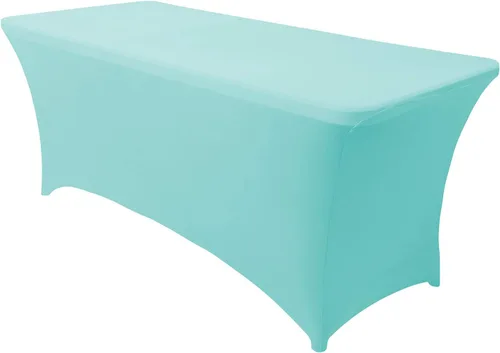Vista 65 de Obstal Funda de mesa de elastano elástica de 4 pies para mesas plegables estándar, paquete de 2 manteles rectangulares universales ajustables