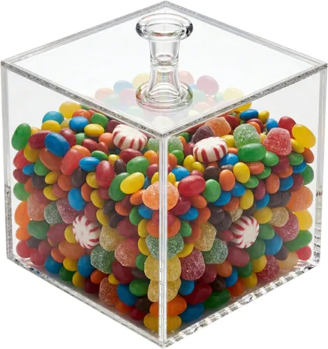 Vista 6 de Restaurantware Clear Tek - Caja de dulces de 3.9 x 3.9 x 3.9 pulgadas, 1 vitrina cuadrada, con tapa desmontable, almacena joyas de dulces o chicle