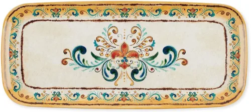 Vista 9 de UP ware - Bandeja de servir de melamina floral azul y blanca, bandeja rectangular de 15 x 6.5 pulgadas, bandeja de alimentos sin BPA