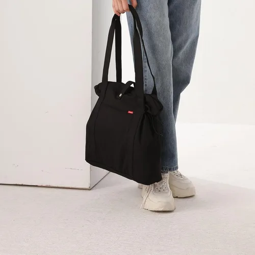 Vista 6 de YaKuss Bolsas de nailon para mujer, bolso de hombro con cincha lateral, impermeable, bolsa grande con cremallera, Negro -, Casual