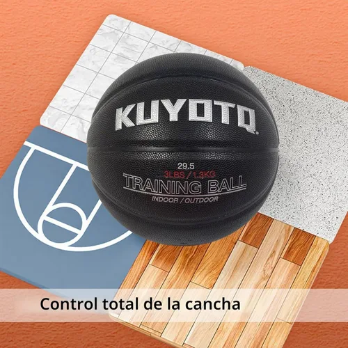 Vista 3 de KUYOTQ 3LBS/3.3LBS/2.2LBS Weighted Heavy Training Basketball 29.5/28.5" in and Outdoor Improving Handling Dribbling Passing Rebounding Skill Negro