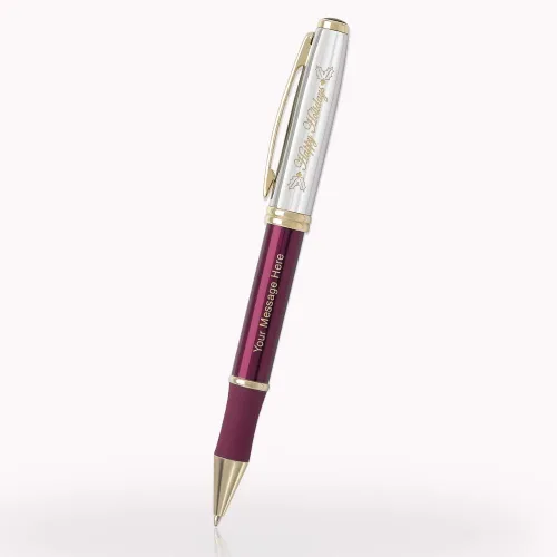 Vista 8 de 1 bolígrafo de metal ejecutivo grabado con láser personalizado en color negro clásico con detalles en tono dorado. Tinta negra.