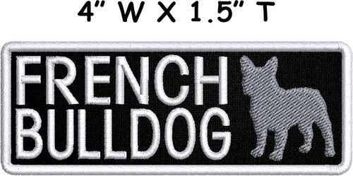Vista 2 de Parche bordado de bulldog francés para planchar o coser, para la familia, razas de perros caninos, insignia, etiqueta de nombre, apliques