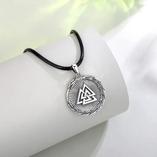 Vista 2 de Vito Collar vikingo de plata de ley 925 para mujeres y hombres, dragón vikingolobocaballoárbol de la vida, amuleto nórdico, joyería nórdica