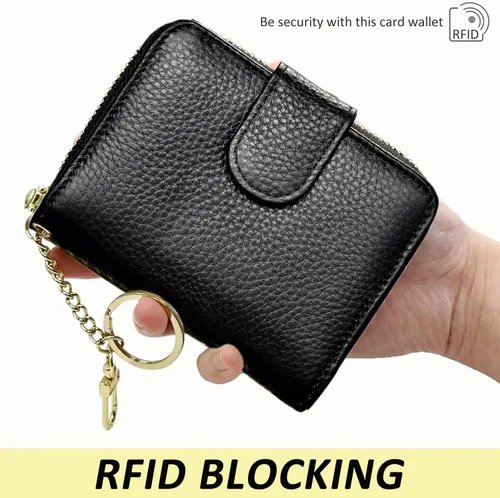 Vista 5 de Beurlike billetera de cuero, con tarjetero con bloqueo RFID, organizador, billetera segura para mujer