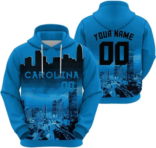 Vista 26 de Custom Football Hoodies City Night Skyline Personalized Sweatshirt Name Number Fan Gift Pullover for Men Women Youth