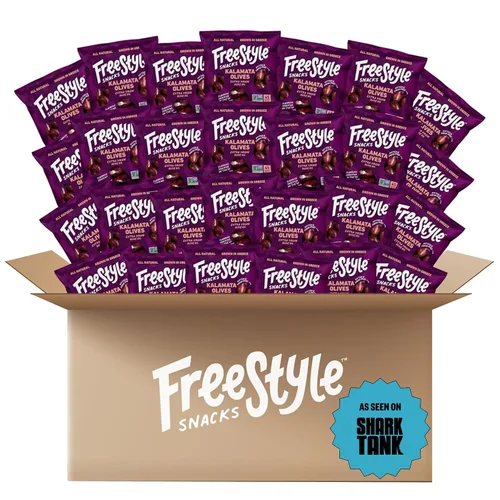Vista 13 de Freestyle Snacks Paquetes de aperitivos de oliva, como se ve en Shark Tank, una sola porción, aceitunas frescas sin hueso, cultivadas en Grecia