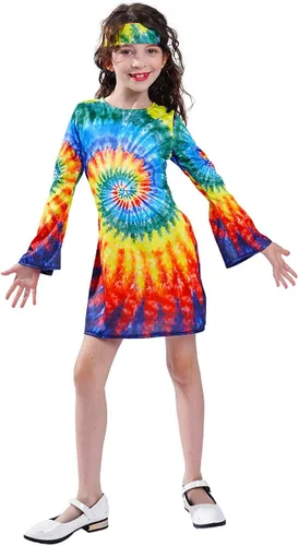 Vista 5 de Vestido hippie niña niños 60s 70s flor poder trajes