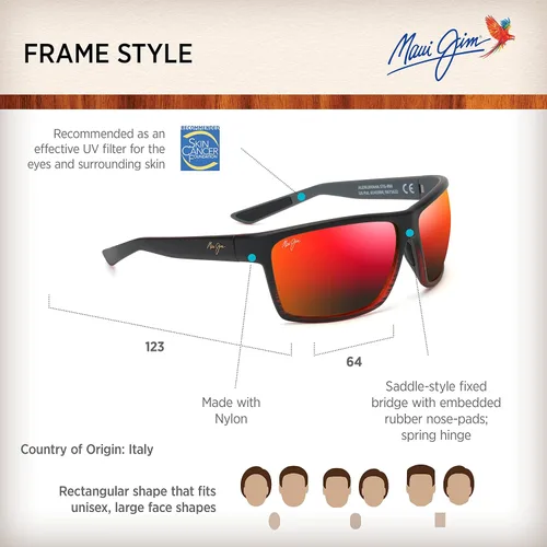 Vista 6 de Maui Jim Mens and Womens Alenuihaha Polarized Wrap Sunglasses