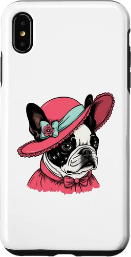Vista 7 de Carcasa victoriana para iPhone 14 Boston Terrier English Lady Funny Dog