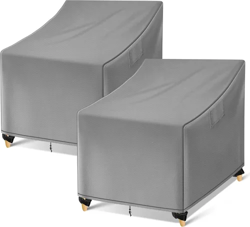 Vista 9 de WLEAFJ Fundas Impermeables para Sillas de Exterior, Fundas Negras para Muebles de Patio y Césped, Funda de Asiento Profundo para Sillón de Patio