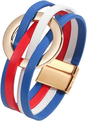 Vista 12 de Fuqimanman2020 Brazalete de cuero con encanto circular en forma de círculo, brazaletes de cuero envolventes hechos a mano, brazaletes de pulsera
